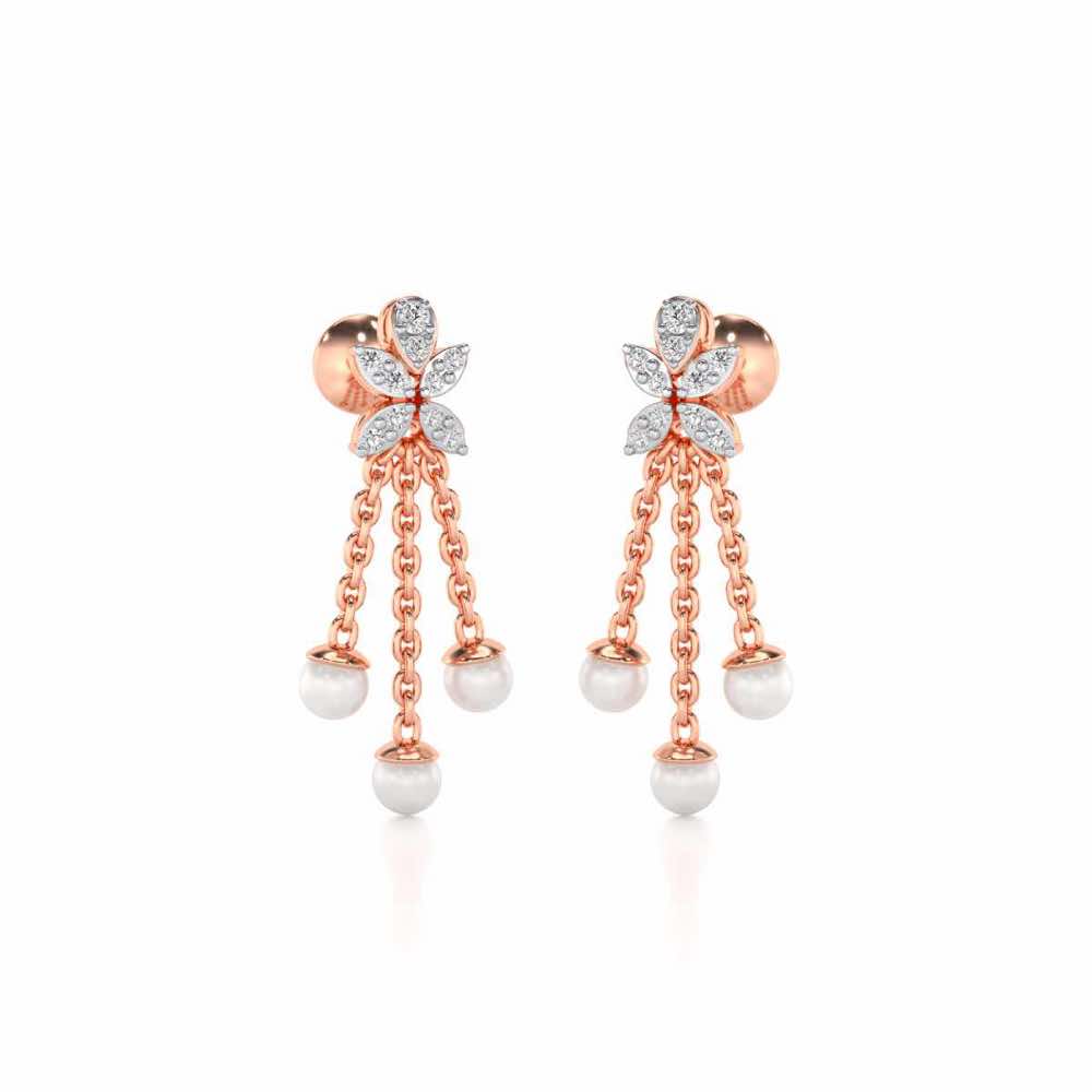 Penelope Silver Dangler Earrings - Rose Gold - Image 2