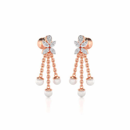 Penelope Silver Dangler Earrings - Rose Gold - Image 2