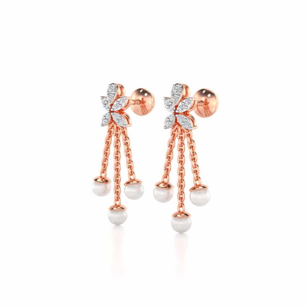 Penelope Silver Dangler Earrings - Rose Gold - Image 3