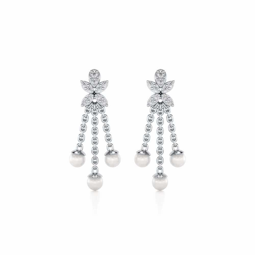 Penelope Silver Dangler Earrings - White Gold - Image 1
