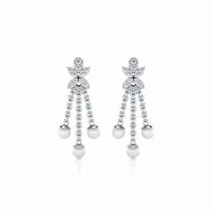 Penelope Silver Dangler Earrings - White Gold - Image 1