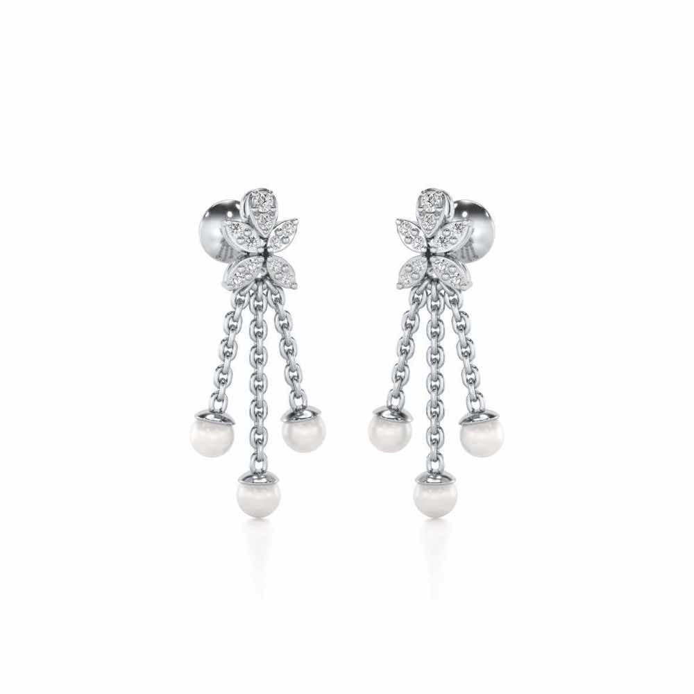 Penelope Silver Dangler Earrings - White Gold - Image 2