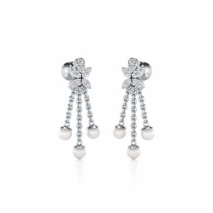 Penelope Silver Dangler Earrings - White Gold - Image 2