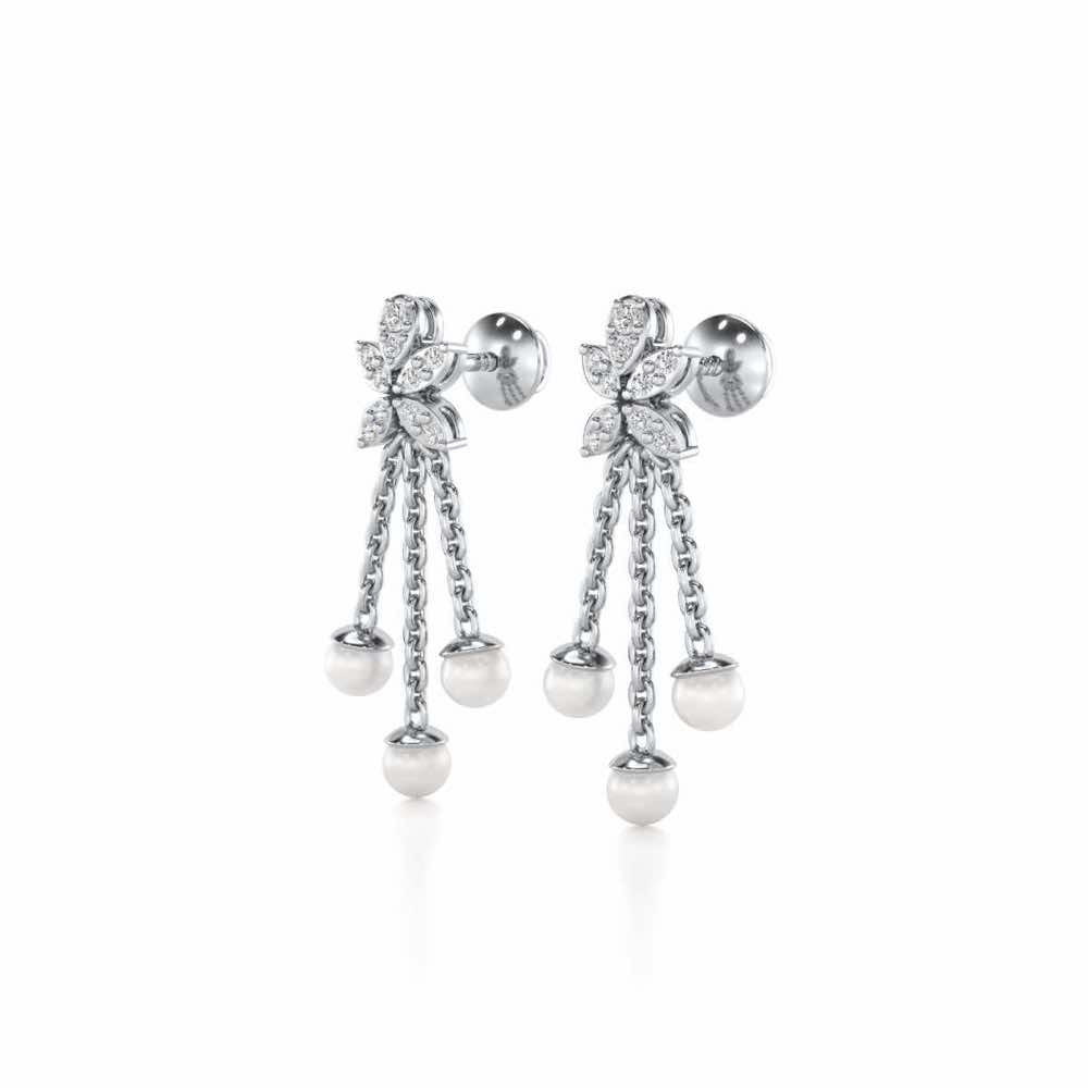 Penelope Silver Dangler Earrings - White Gold - Image 3