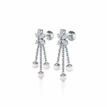 Penelope Silver Dangler Earrings - White Gold - Image 3