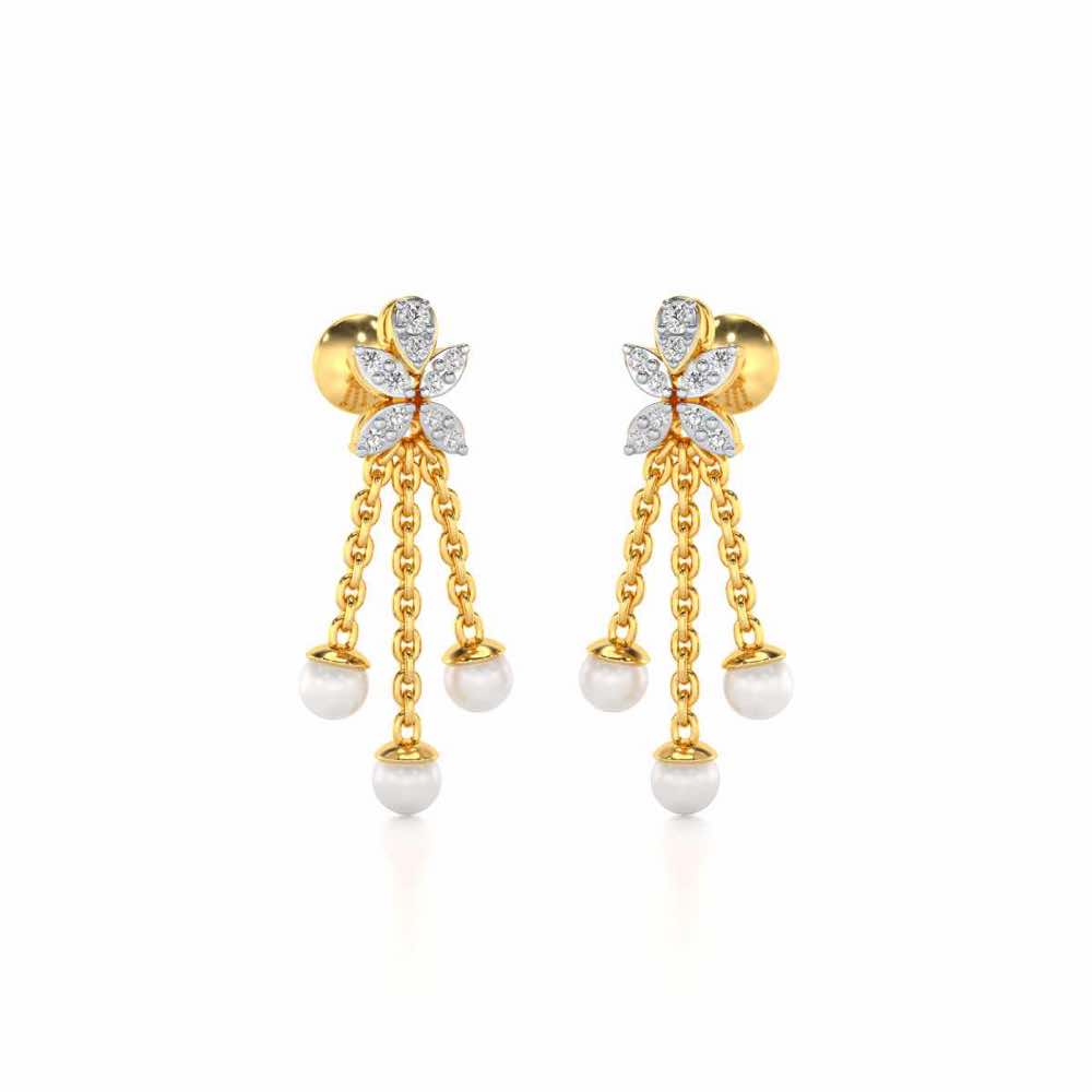 Penelope Silver Dangler Earrings - Yellow Gold - Image 2
