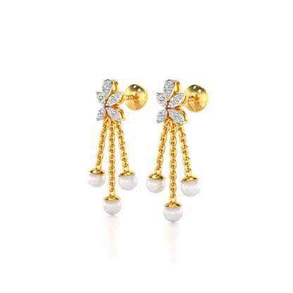 Penelope Silver Dangler Earrings - Yellow Gold - Image 3