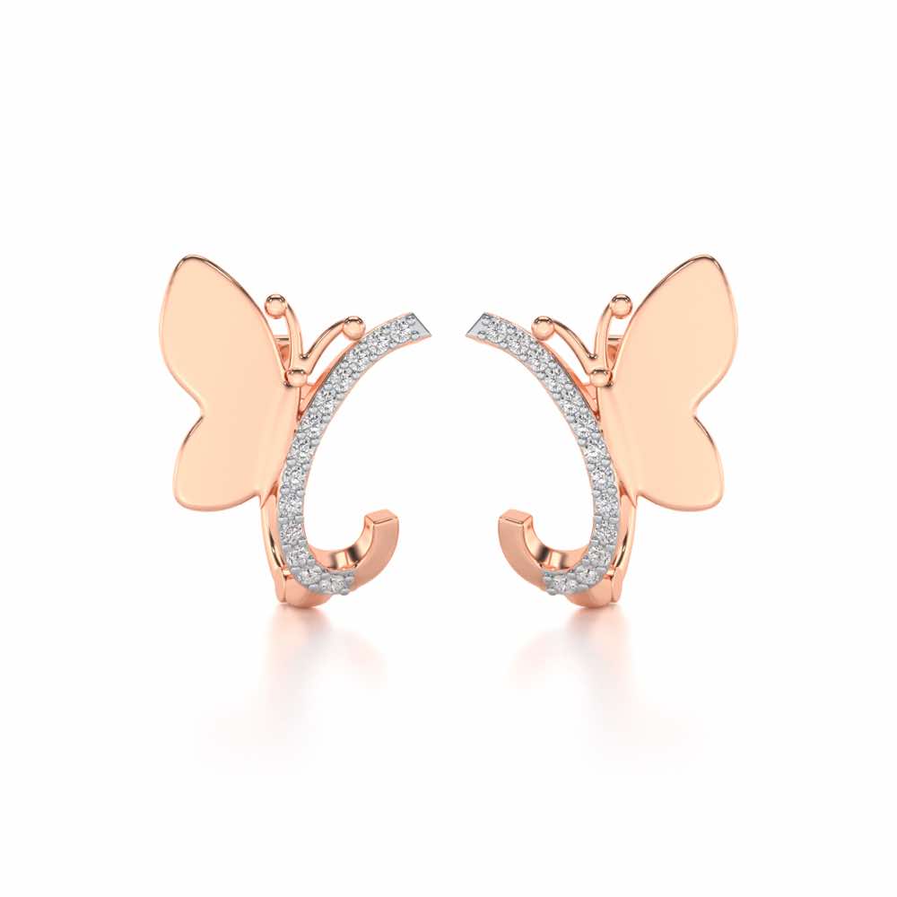 Perched Butterfly Silver Bali - Rose Gold - Image 1