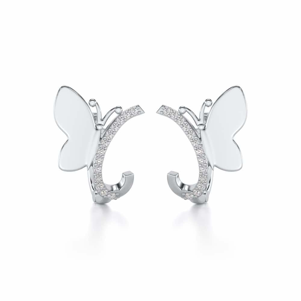 Perched Butterfly Silver Bali - White Gold - Image 1
