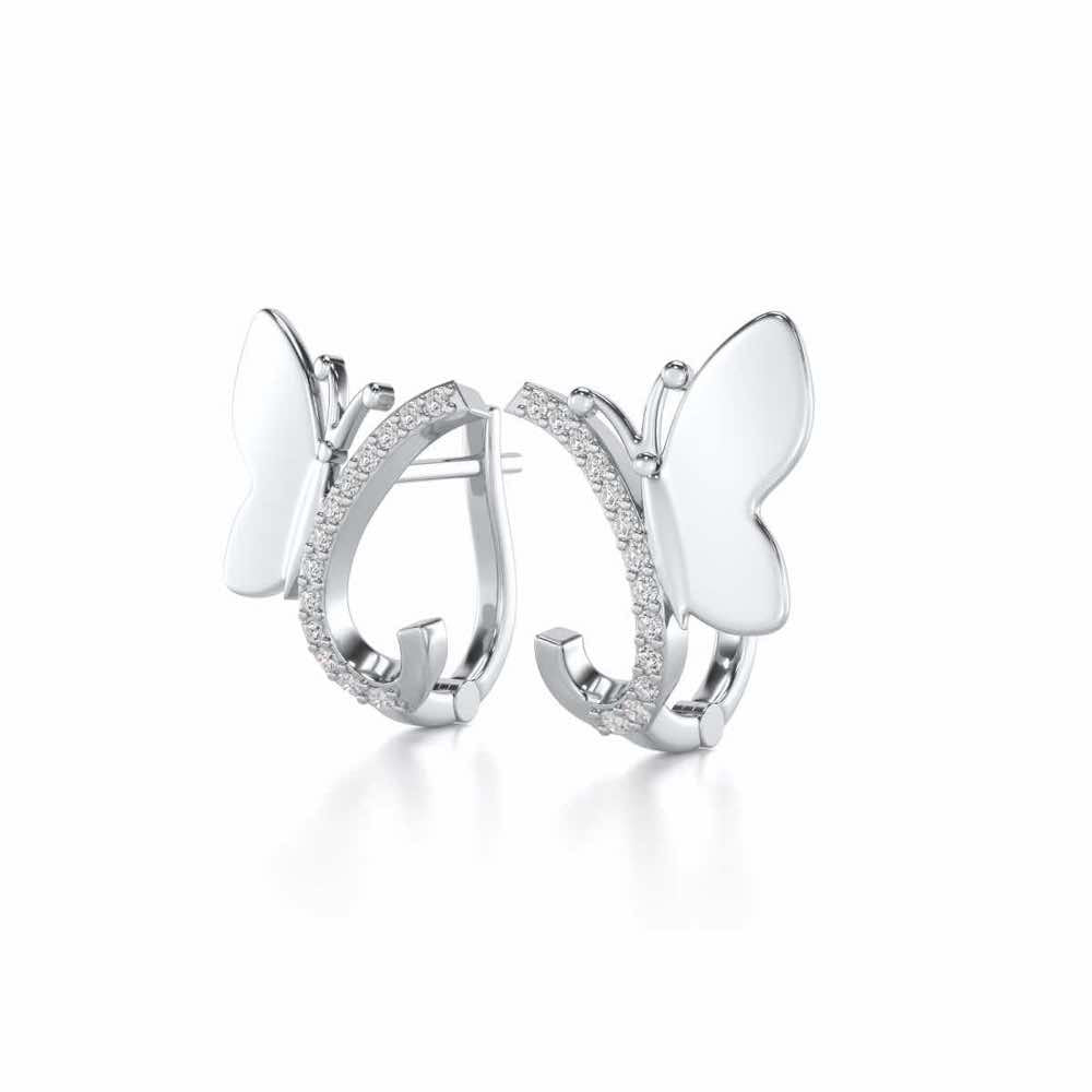 Perched Butterfly Silver Bali - White Gold - Image 3