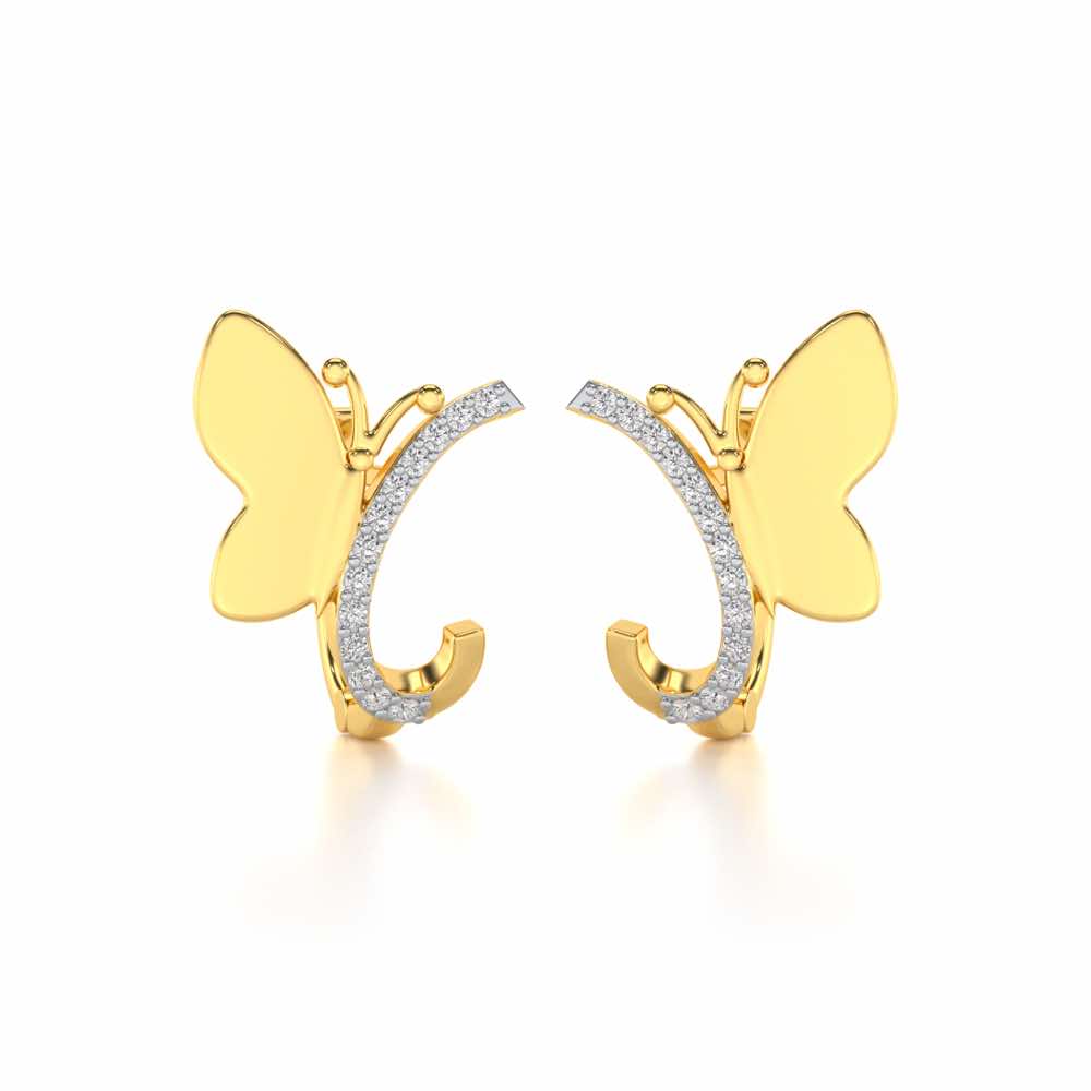 Perched Butterfly Silver Bali - Yellow Gold - Image 1