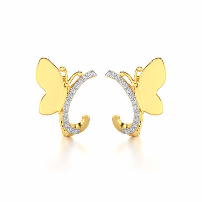 Perched Butterfly Silver Bali - Yellow Gold - Image 1