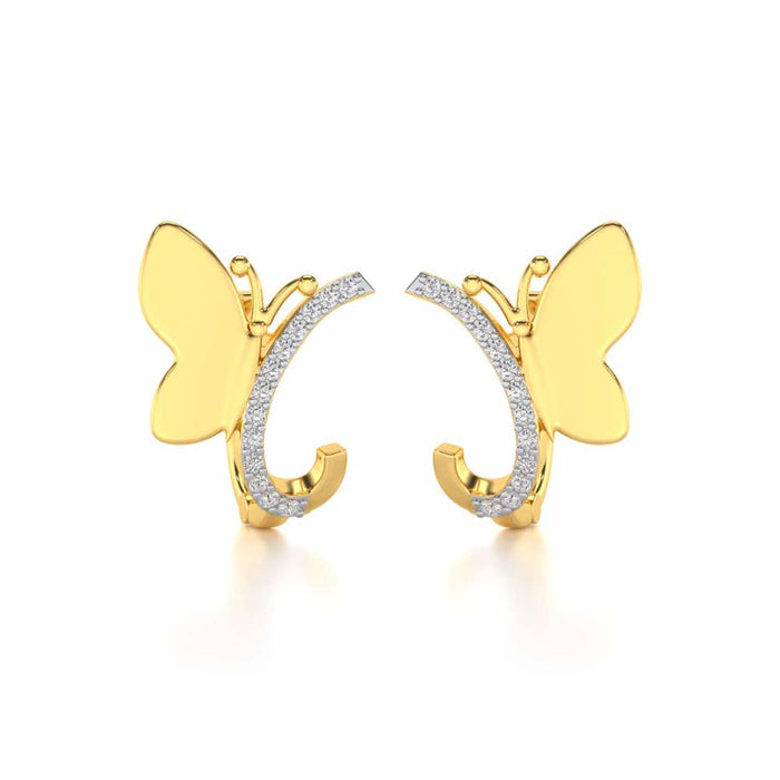 Perched Butterfly Silver Bali - Yellow Gold - Image 1