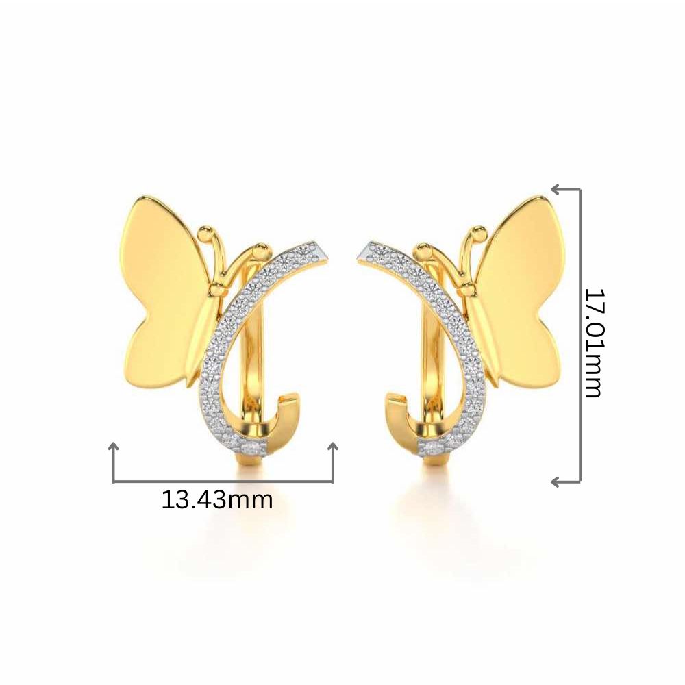 Perched Butterfly Silver Bali - Yellow Gold - Image 2