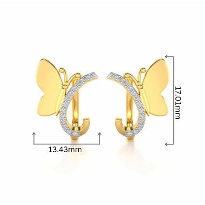 Perched Butterfly Silver Bali - Yellow Gold - Image 2