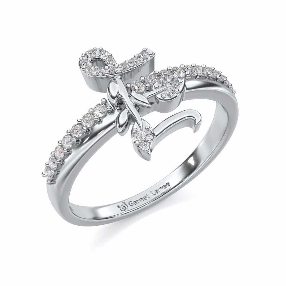 Petal E Silver Ring - White Gold - Image 1