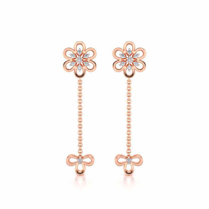 Petal Flower Silver Earrings - Rose Gold - Image 1