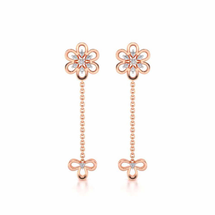 Petal Flower Silver Earrings - Rose Gold - Image 1