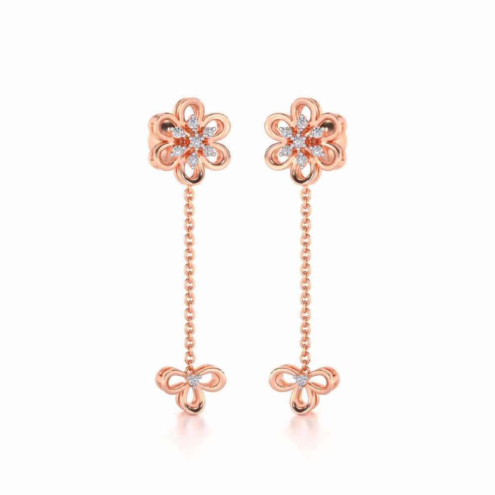 Petal Flower Silver Earrings - Rose Gold - Image 2