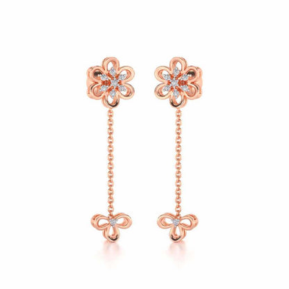 Petal Flower Silver Earrings - Rose Gold - Image 2