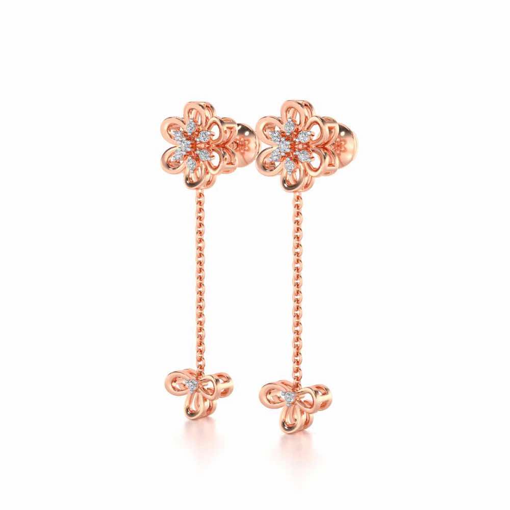 Petal Flower Silver Earrings - Rose Gold - Image 3