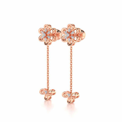 Petal Flower Silver Earrings - Rose Gold - Image 3