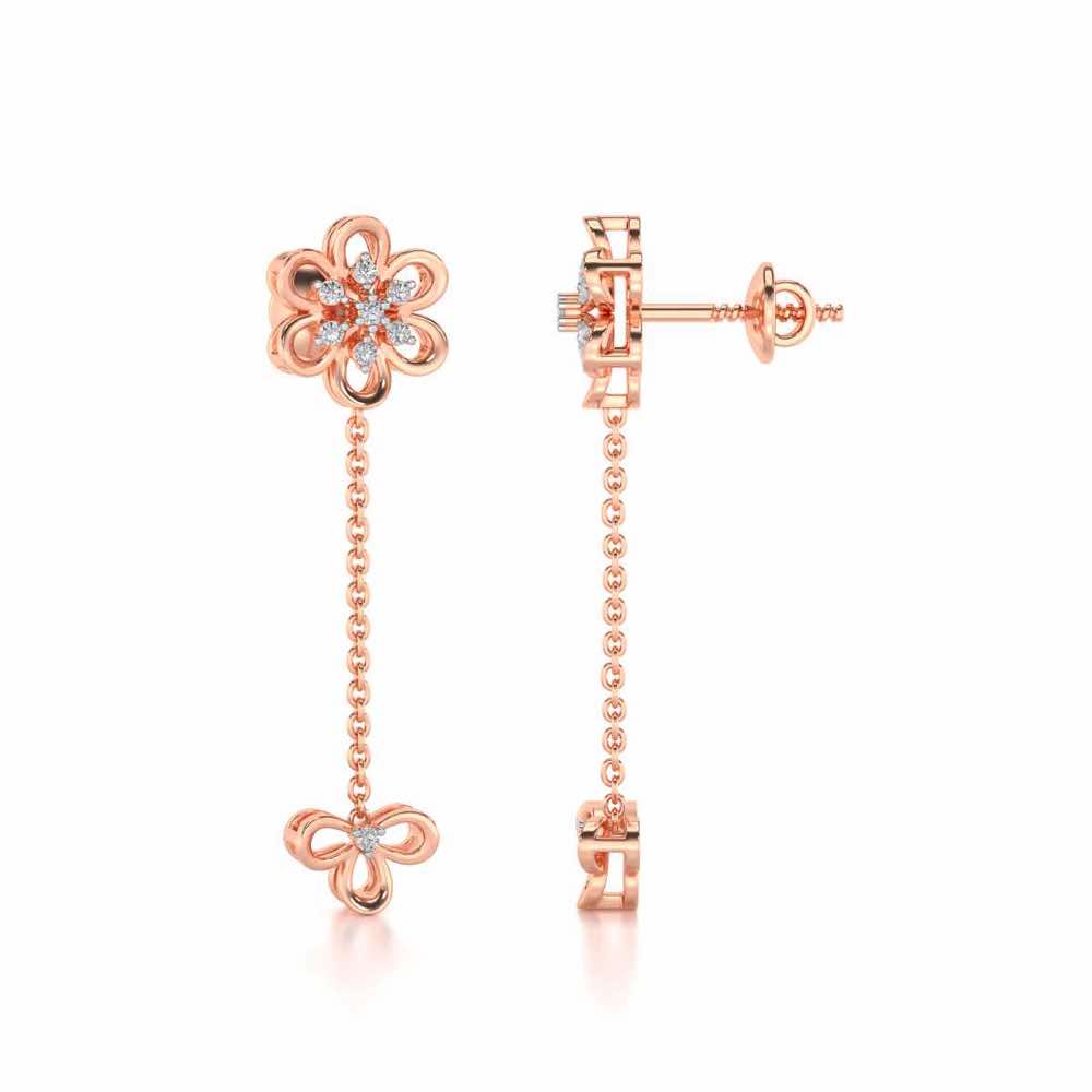 Petal Flower Silver Earrings - Rose Gold - Image 4