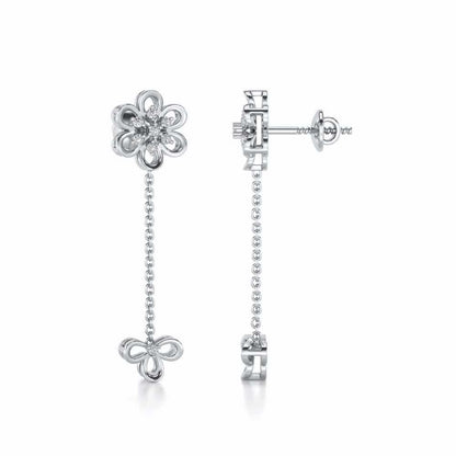 Petal Flower Silver Earrings - White Gold - Image 4
