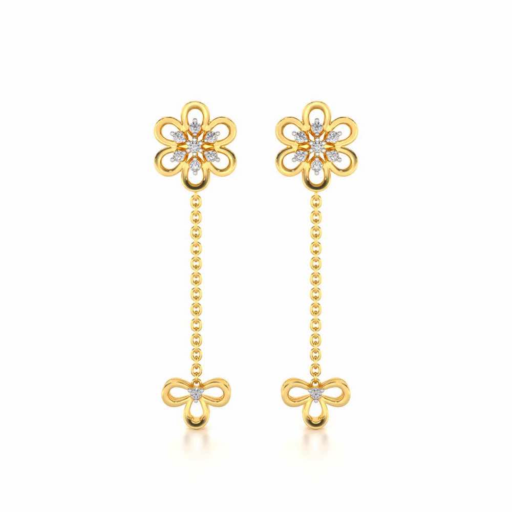 Petal Flower Silver Earrings - Yellow Gold - Image 1