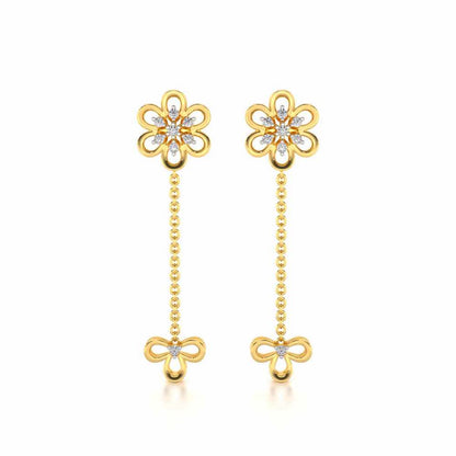 Petal Flower Silver Earrings - Yellow Gold - Image 1