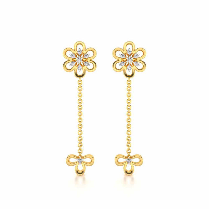 Petal Flower Silver Earrings - Yellow Gold - Image 1