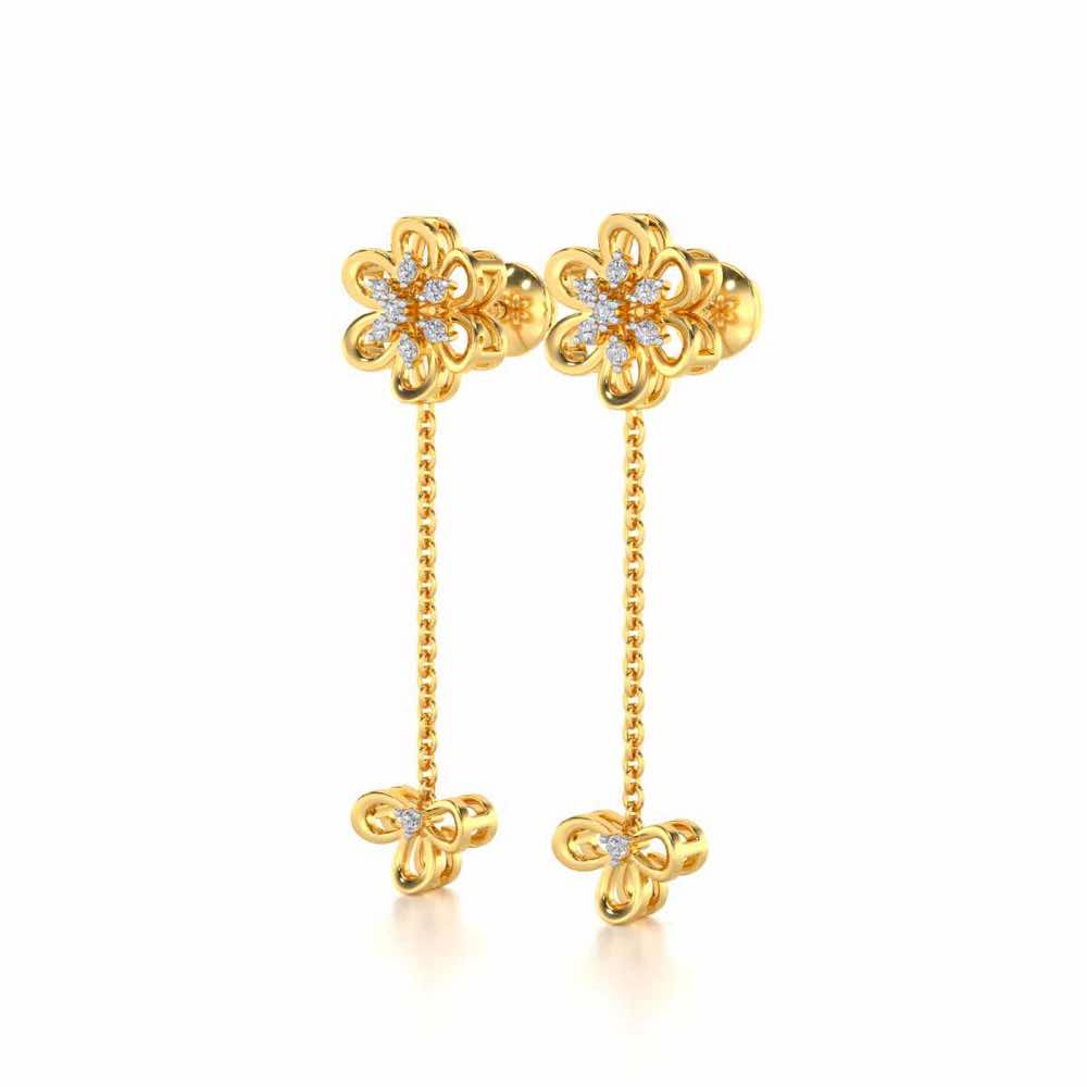 Petal Flower Silver Earrings - Yellow Gold - Image 3