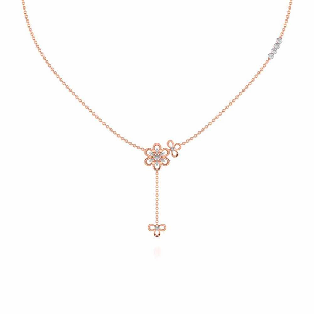 Petal Flower Silver Necklace - Rose Gold - Image 2