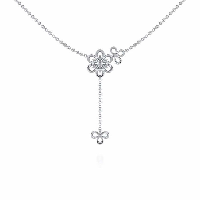 Petal Flower Silver Necklace - White Gold - Image 1