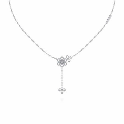 Petal Flower Silver Necklace - White Gold - Image 2