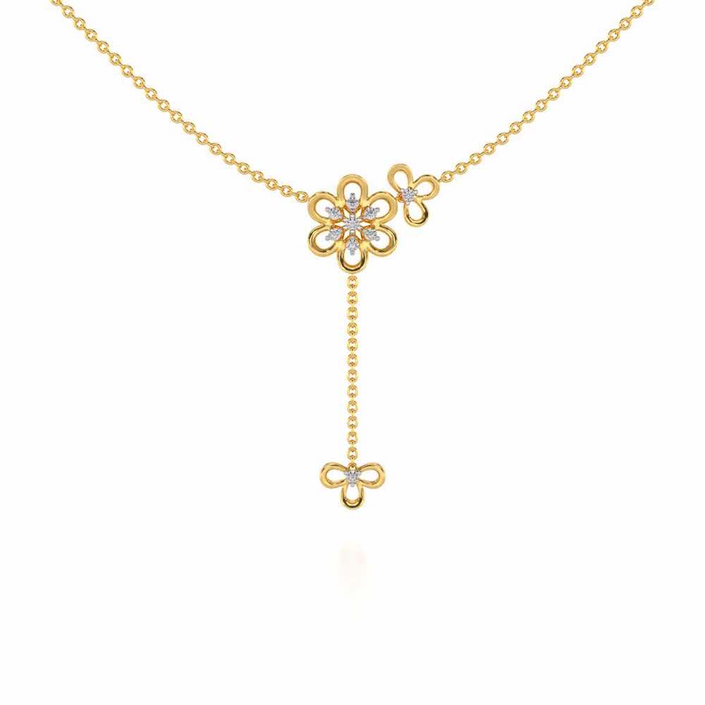 Petal Flower Silver Necklace - Yellow Gold - Image 1