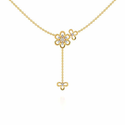 Petal Flower Silver Necklace - Yellow Gold - Image 1