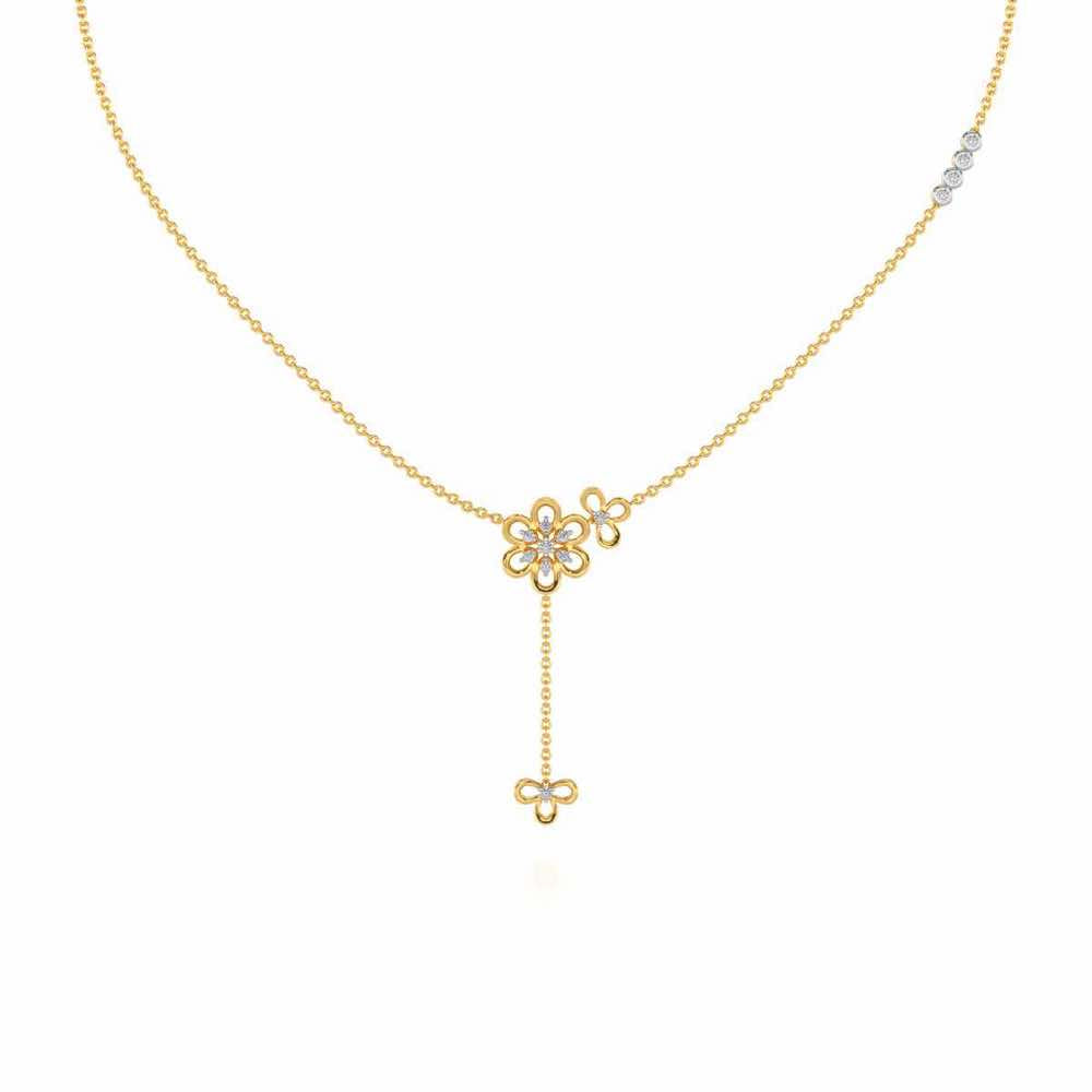Petal Flower Silver Necklace - Yellow Gold - Image 2