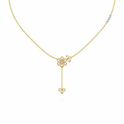 Petal Flower Silver Necklace - Yellow Gold - Image 2