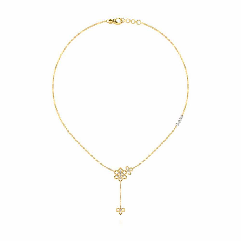 Petal Flower Silver Necklace - Yellow Gold - Image 3