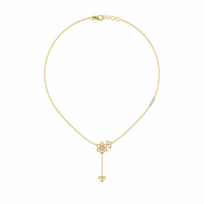 Petal Flower Silver Necklace - Yellow Gold - Image 3