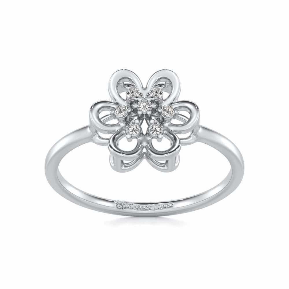 Petal Flower Silver Ring - White Gold - Image 2