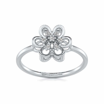Petal Flower Silver Ring - White Gold - Image 2