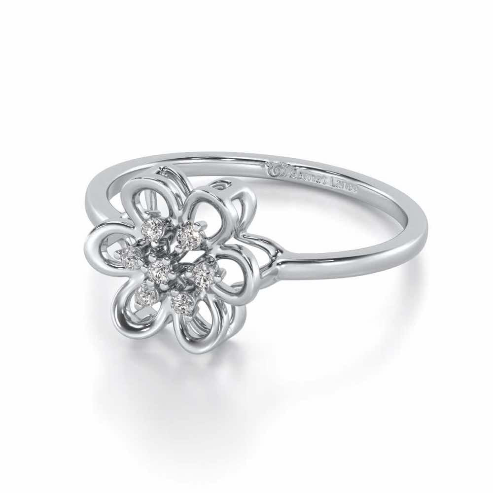 Petal Flower Silver Ring - White Gold - Image 3