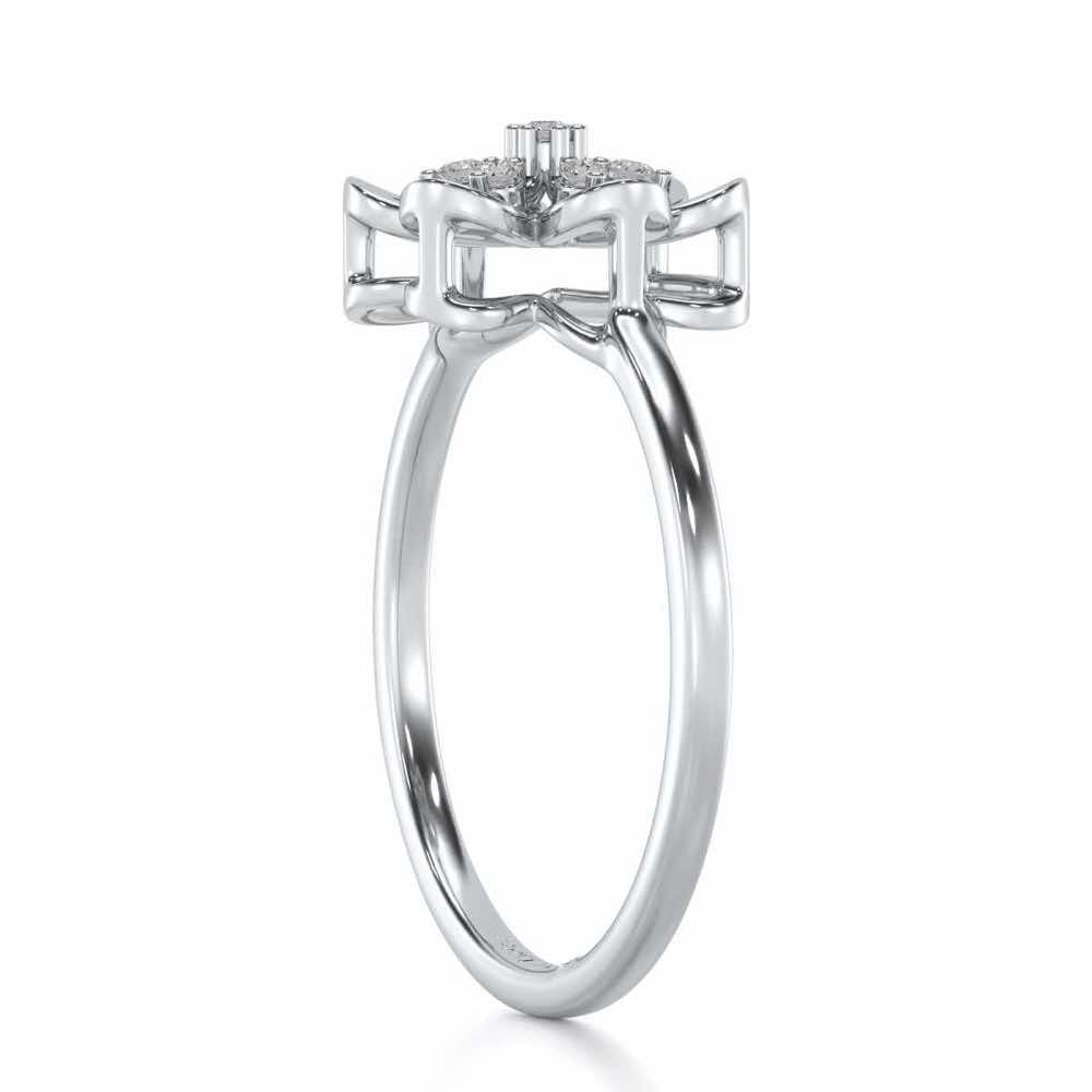 Petal Flower Silver Ring - White Gold - Image 4