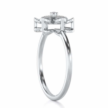 Petal Flower Silver Ring - White Gold - Image 4