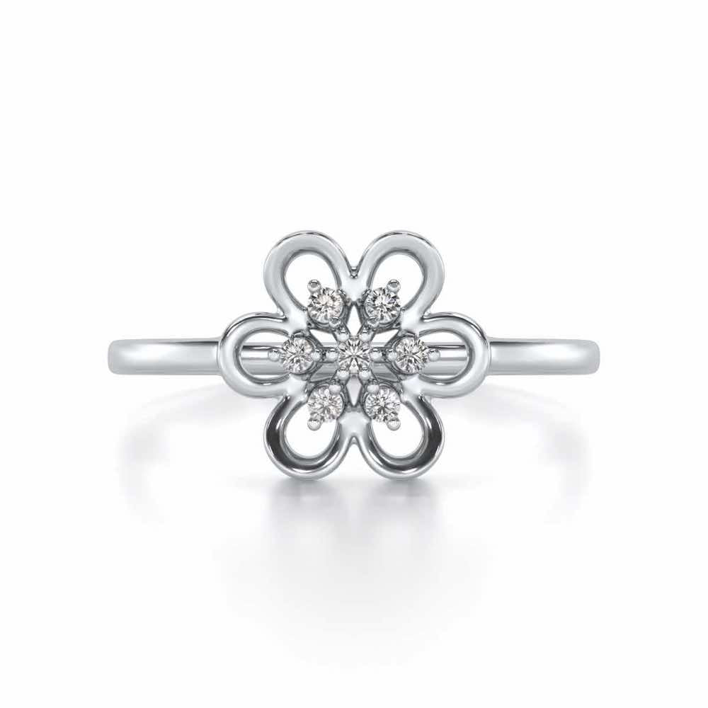 Petal Flower Silver Ring - White Gold - Image 5