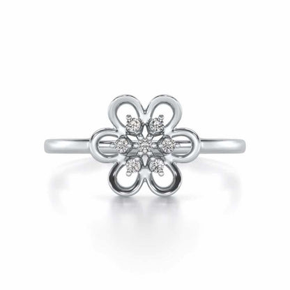 Petal Flower Silver Ring - White Gold - Image 5