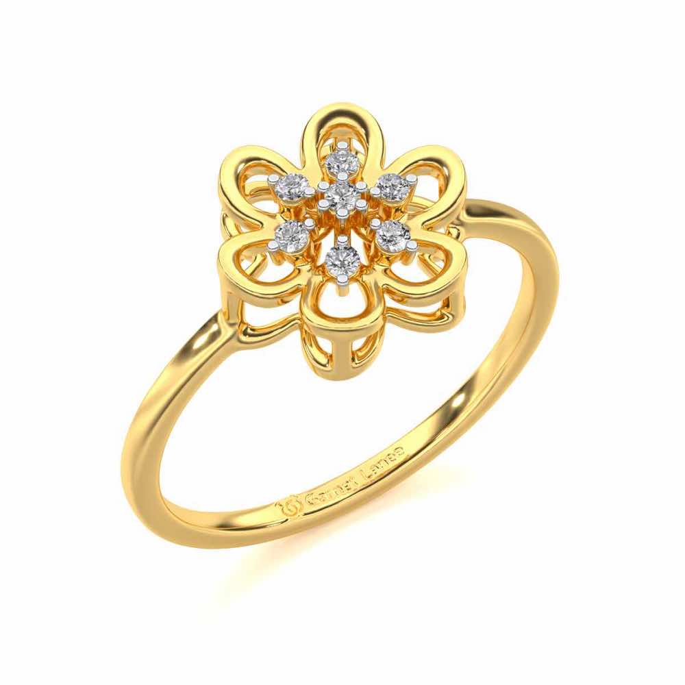 Petal Flower Silver Ring - Yellow Gold - Image 1