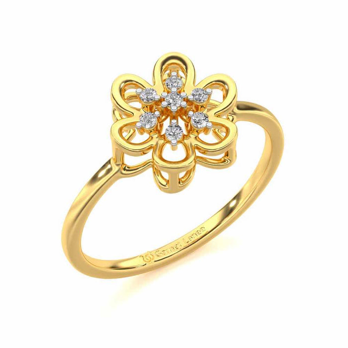 Petal Flower Silver Ring - Yellow Gold - Image 1